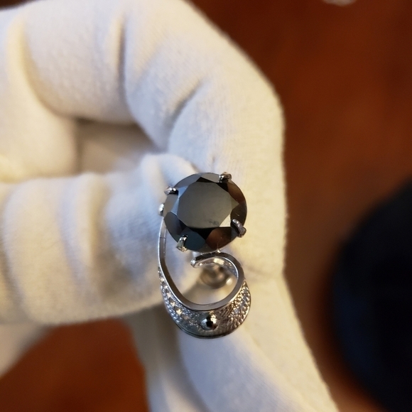 VINTAGE 50s Sorrento Sterling & Hematite 16" Necklace & Screw Post Earring Set - Picture 3 of 15